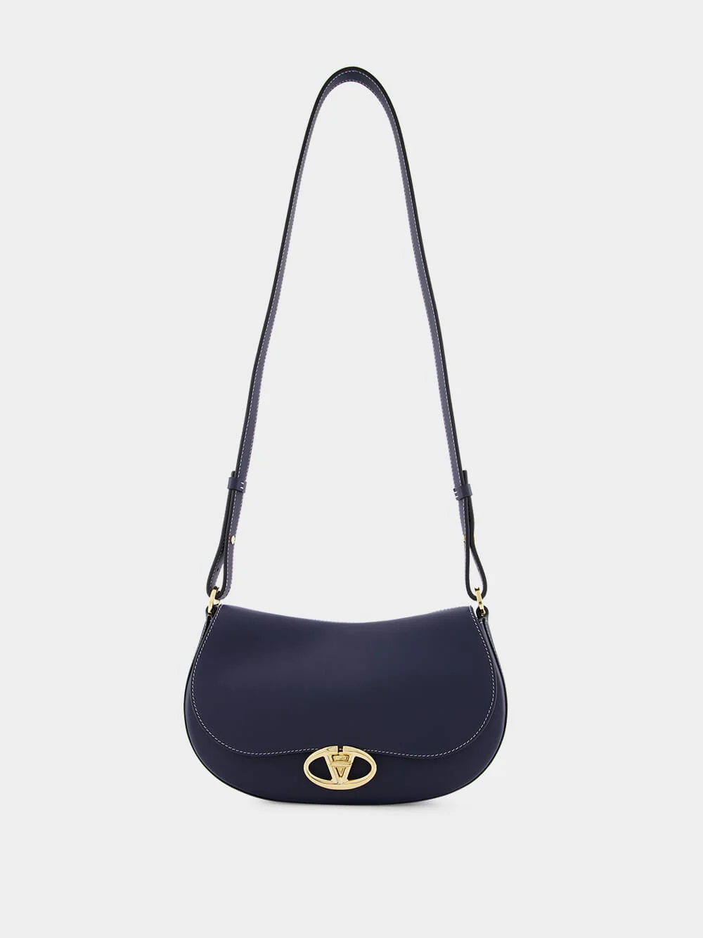 Blue Ohval Small Nappa Leather Shoulder Bag - Image 2