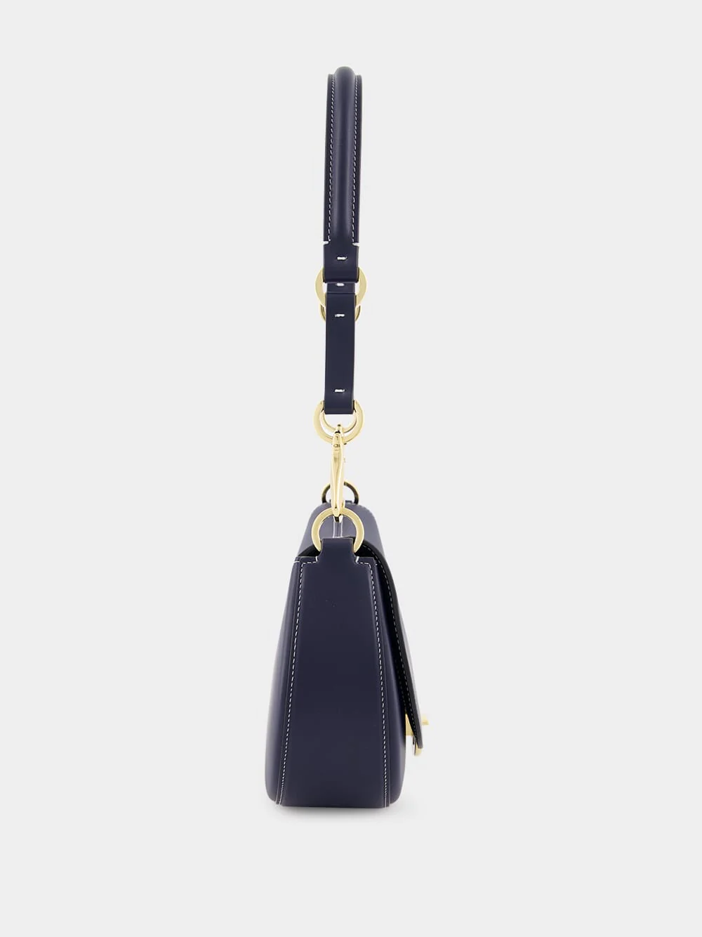 Blue Ohval Small Nappa Leather Shoulder Bag - Image 4
