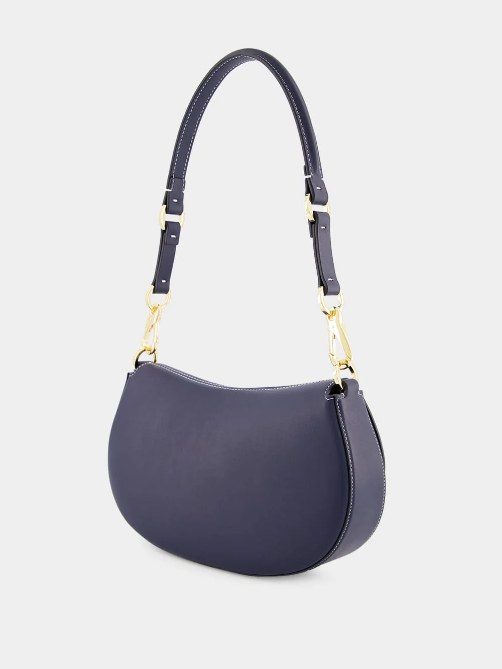 Blue Ohval Small Nappa Leather Shoulder Bag - Image 5