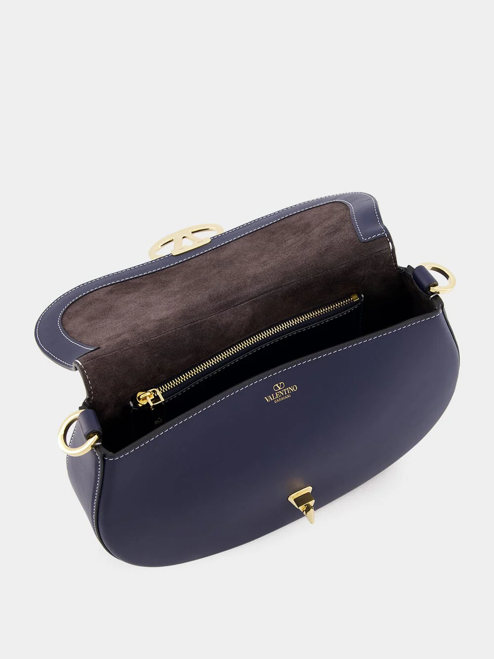 Blue Ohval Small Nappa Leather Shoulder Bag - Image 6