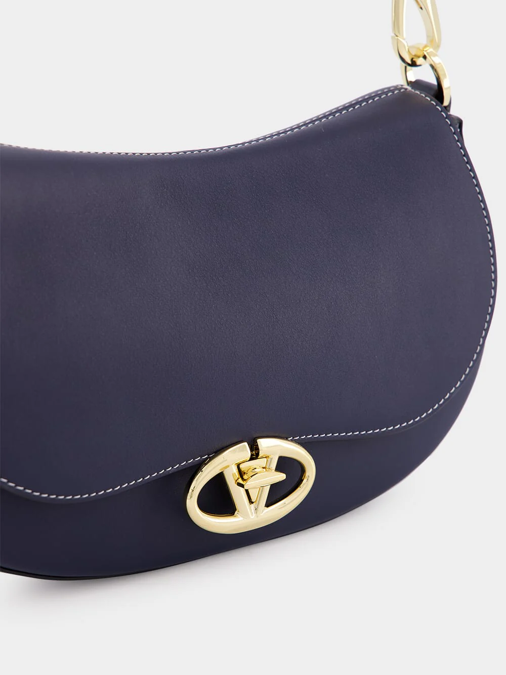 Blue Ohval Small Nappa Leather Shoulder Bag - Image 7