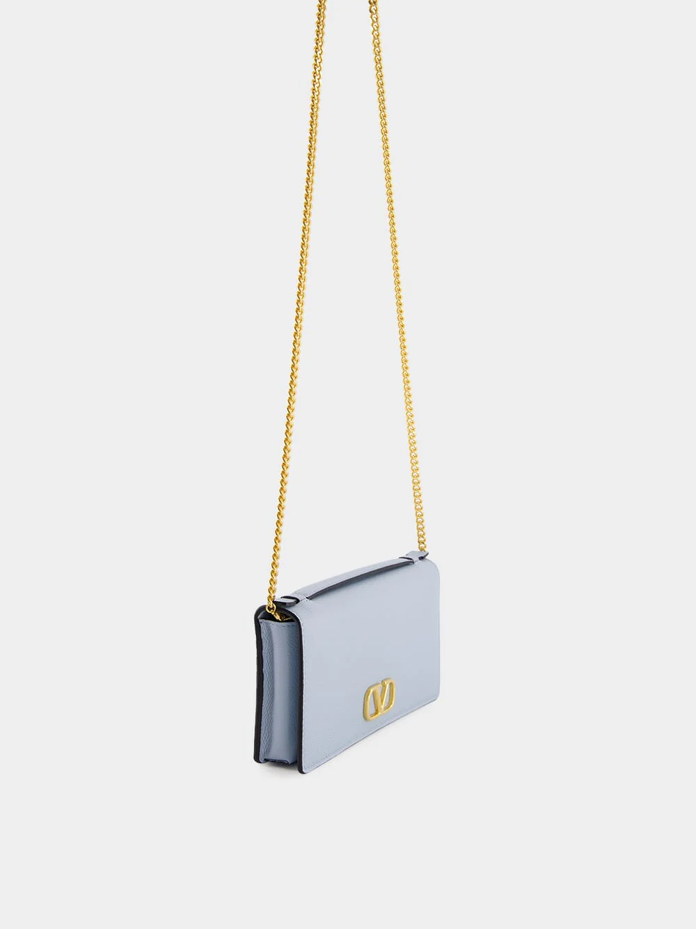 Blue VLogo Signature Grainy Calfskin Wallet - Image 3