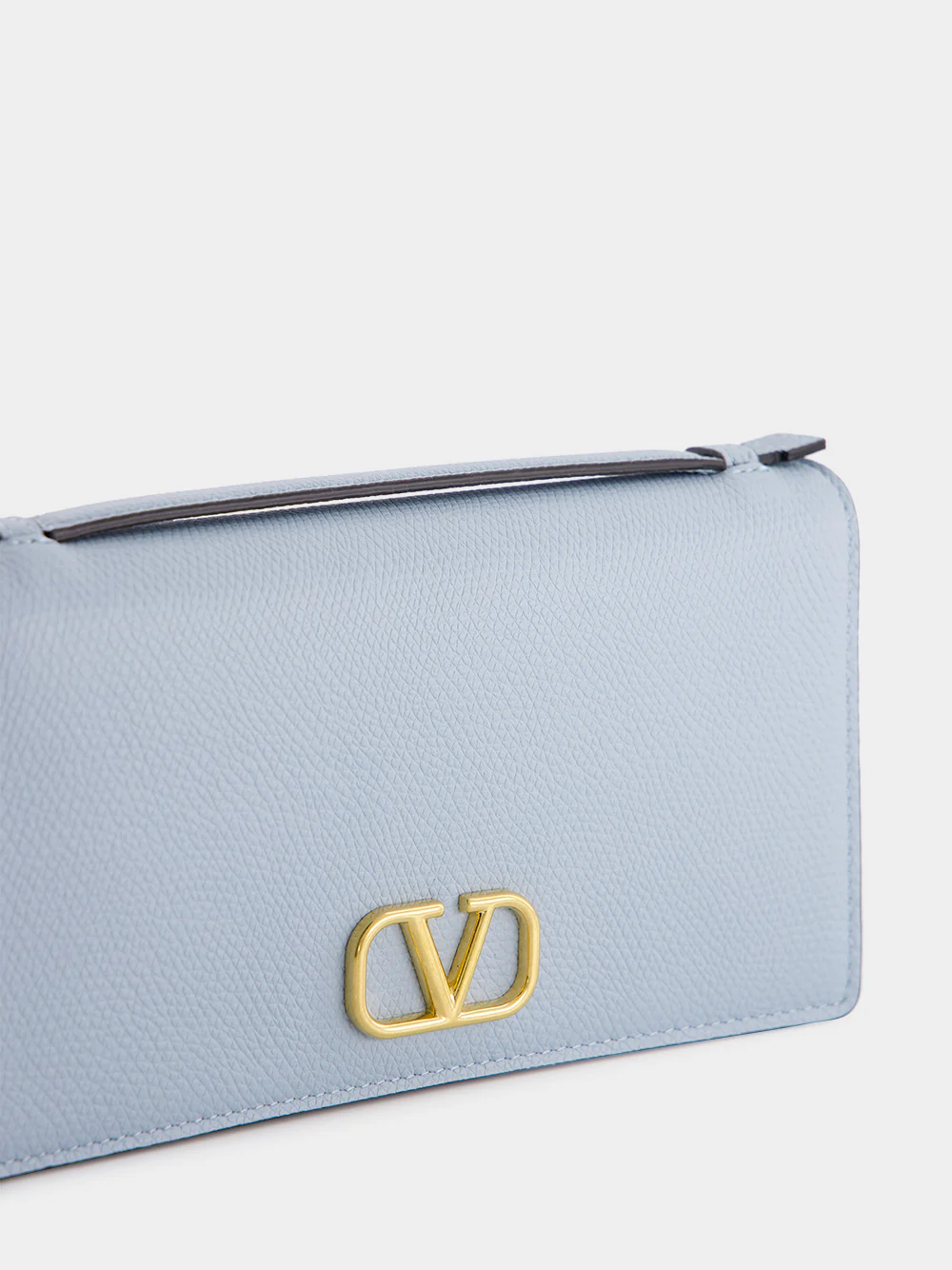 Blue VLogo Signature Grainy Calfskin Wallet - Image 7