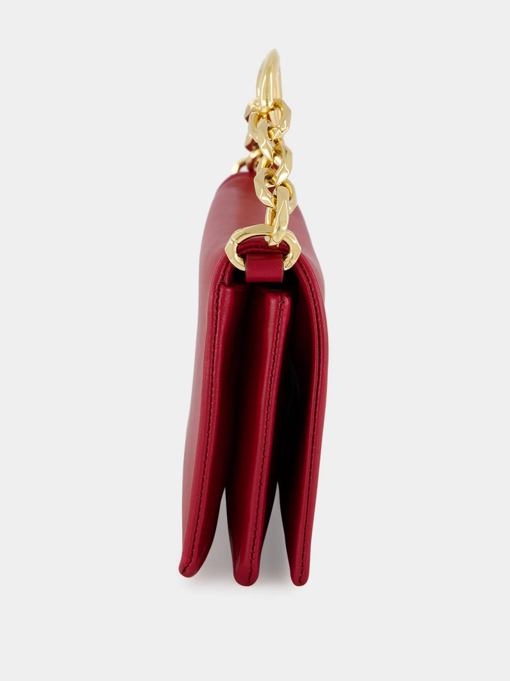Red Nappa Leather Mini VLogo Chain Clutch - Image 4