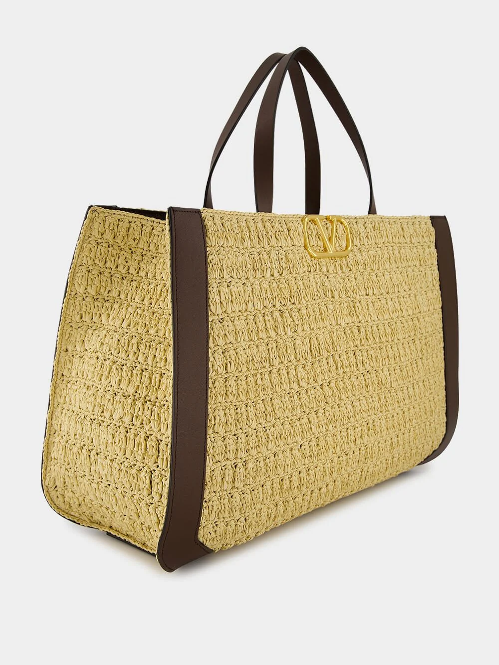 VLogo Raffia and Leather Tote - Image 2