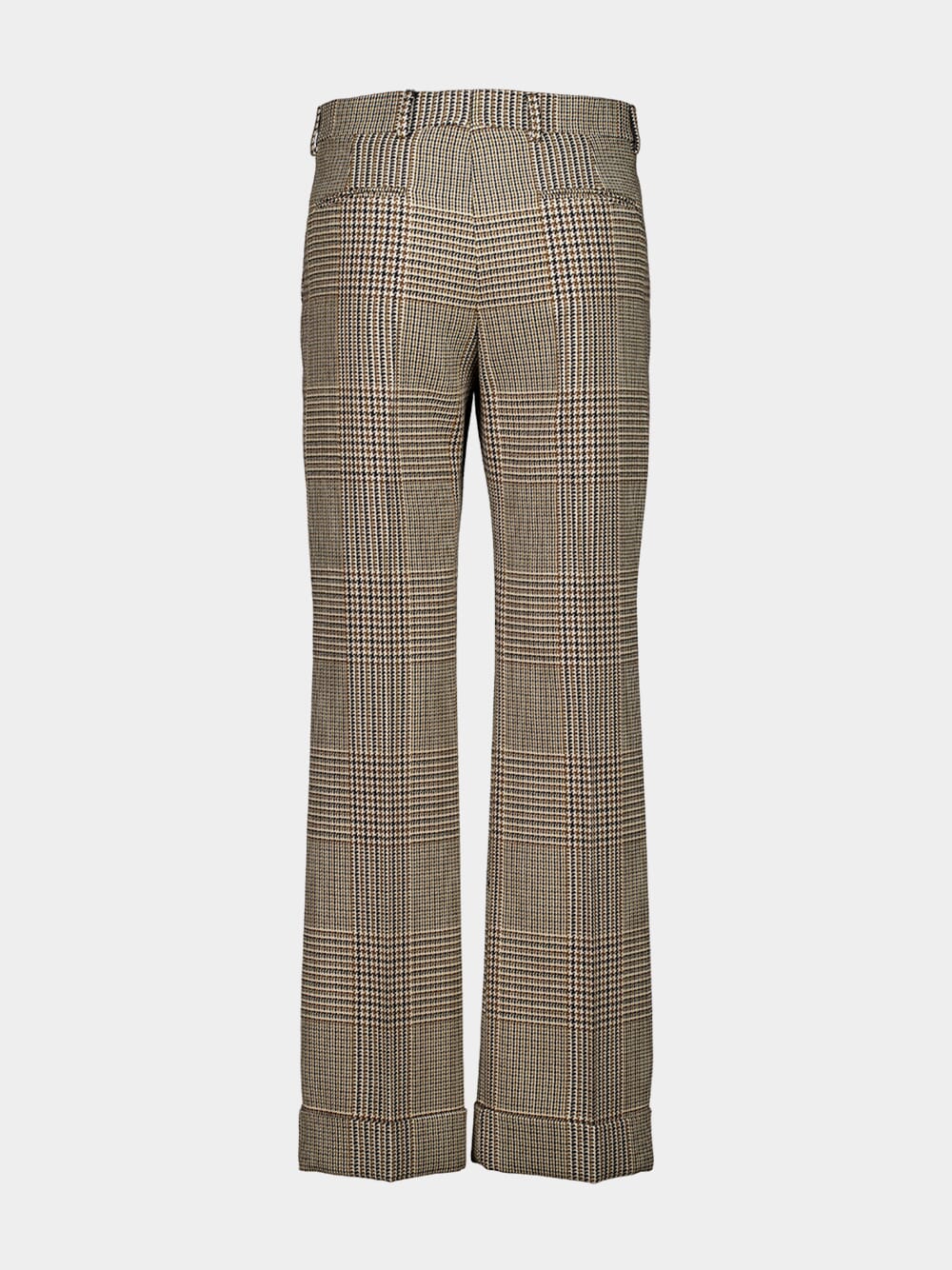 Beige Checked Straight-Leg Trousers - Image 2