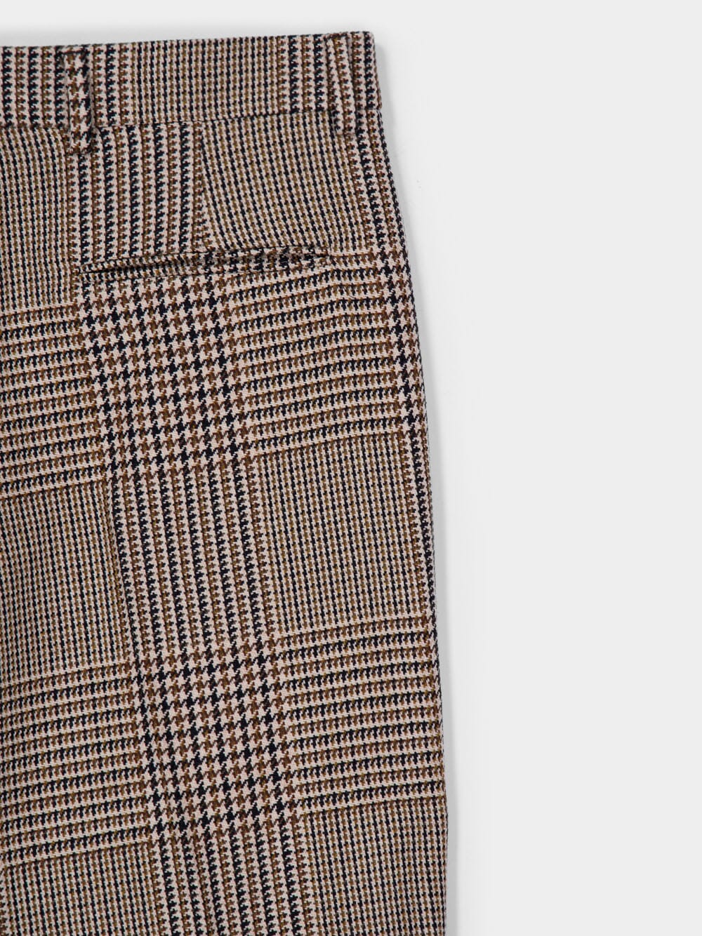 Beige Checked Straight-Leg Trousers - Image 4