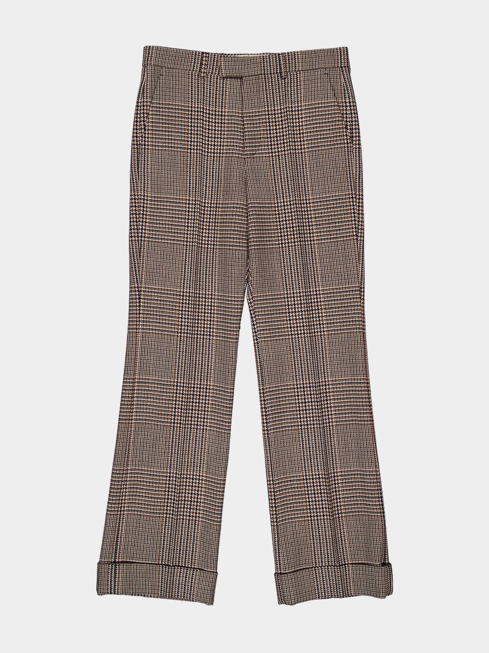 Beige Checked Straight-Leg Trousers - Image 5