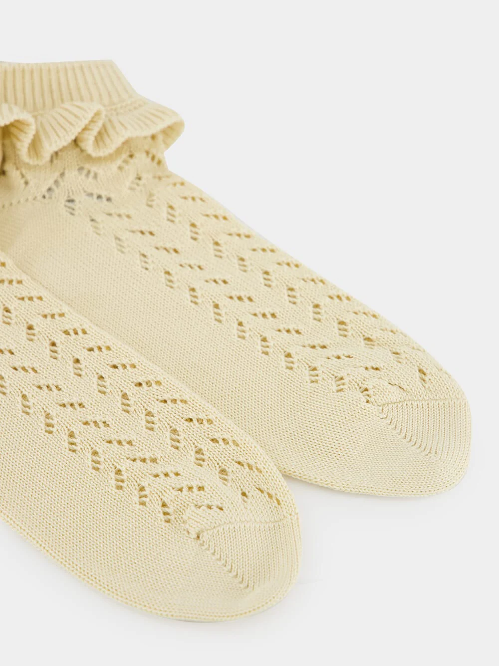 Beige Cotton Socks with Pom-Pom Detail - Image 4