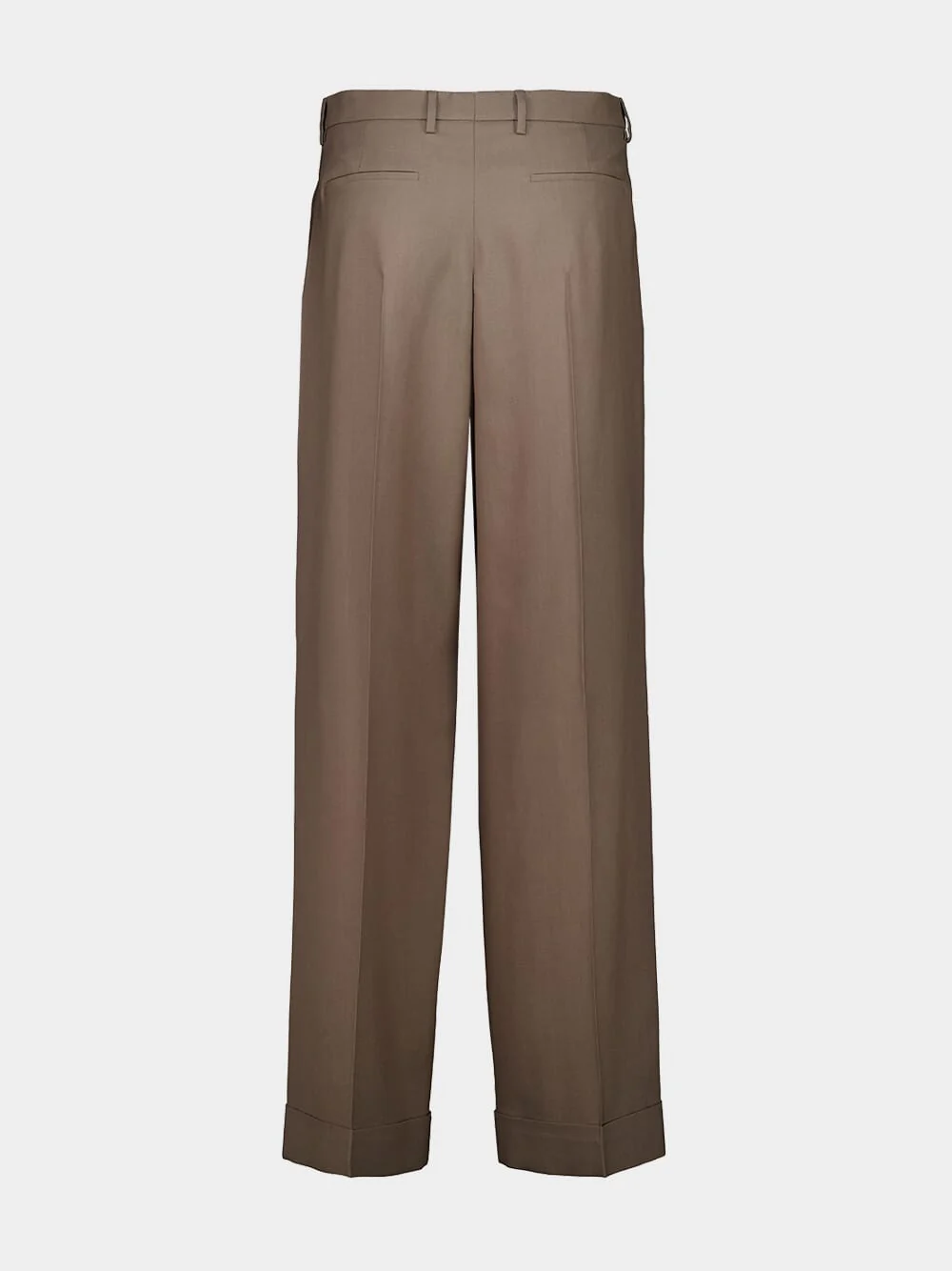 Beige Cuffed Natté Wool Trousers - Image 3