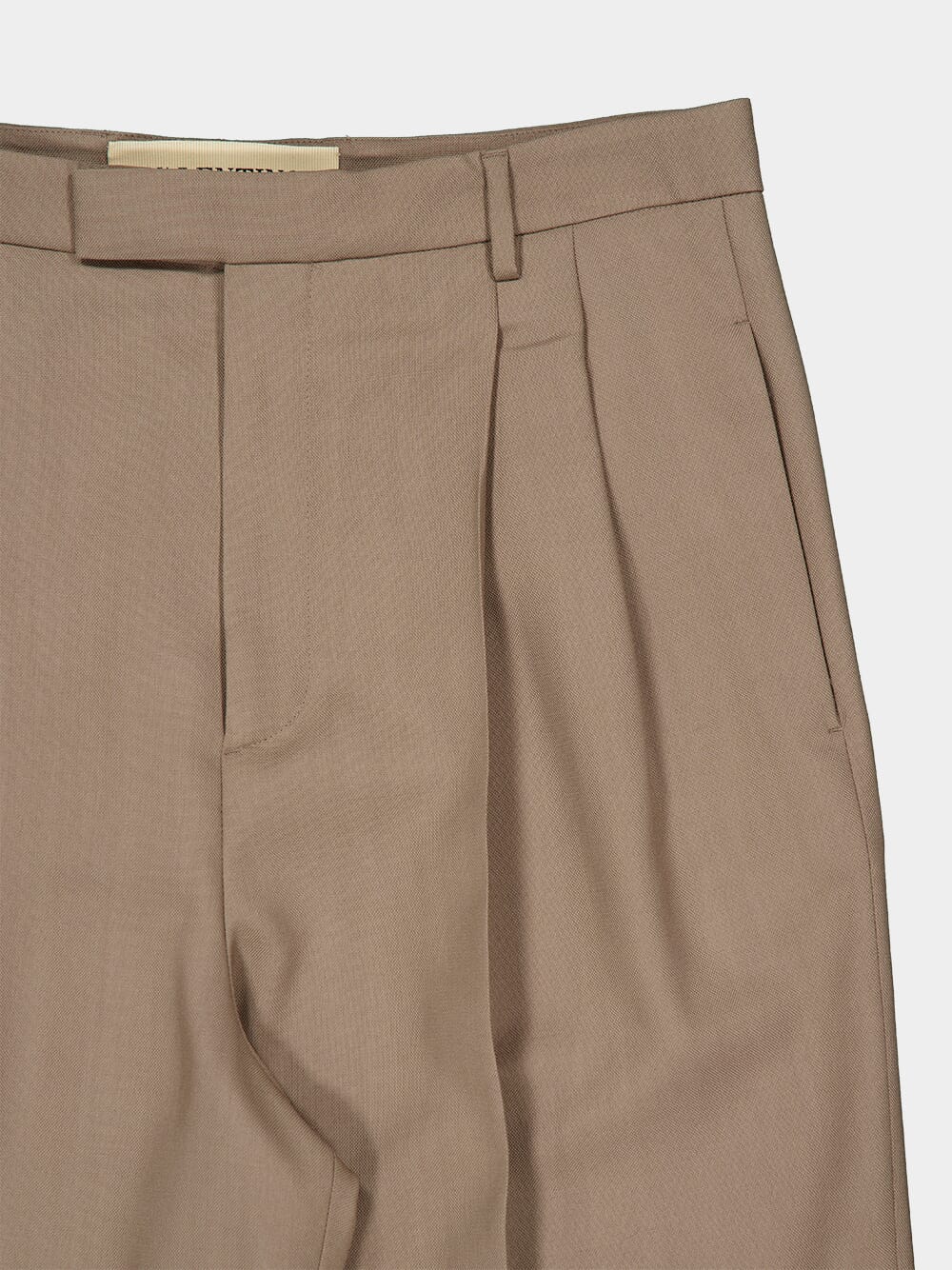 Beige Cuffed Natté Wool Trousers - Image 5
