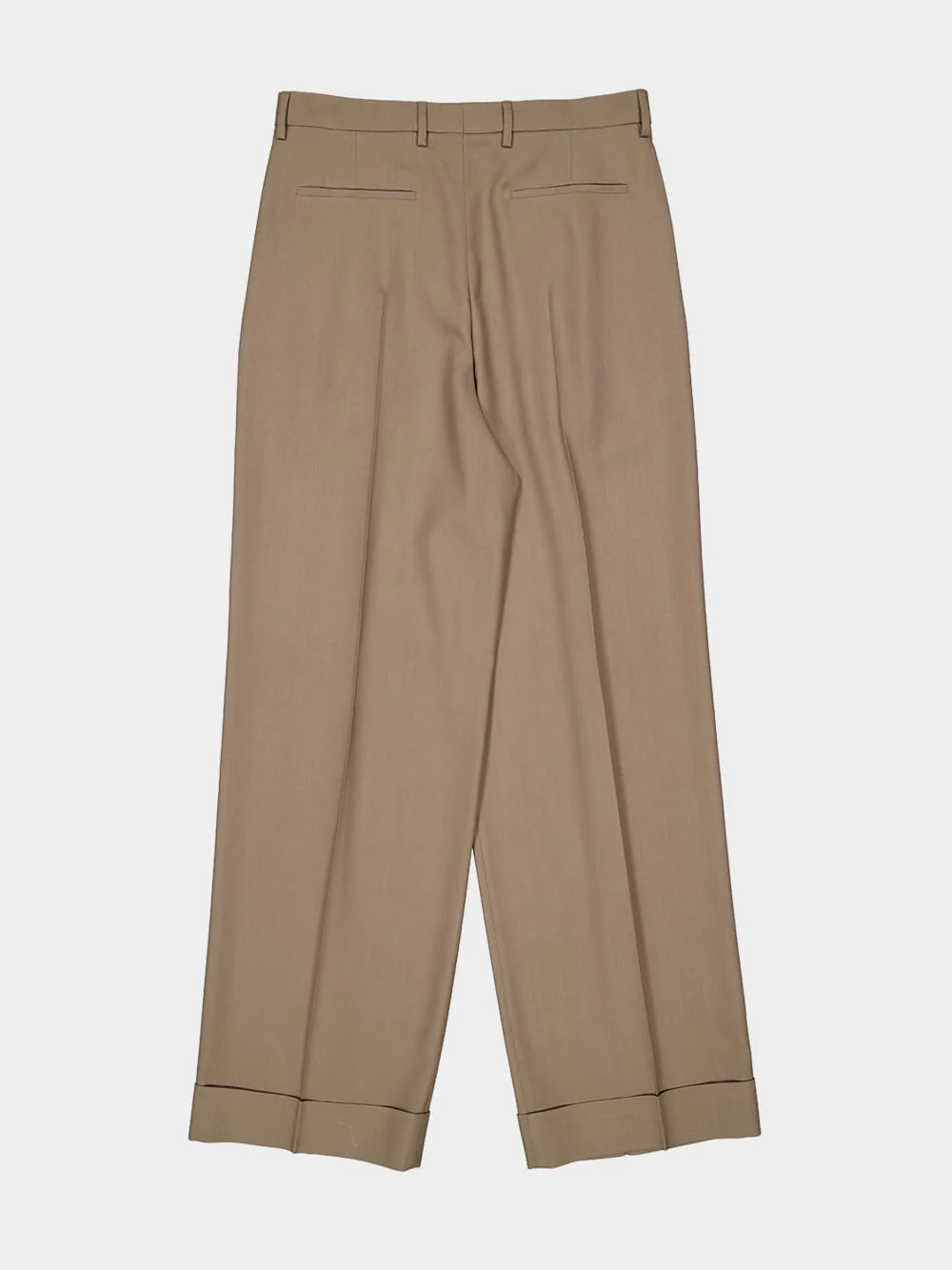 Beige Cuffed Natté Wool Trousers - Image 7