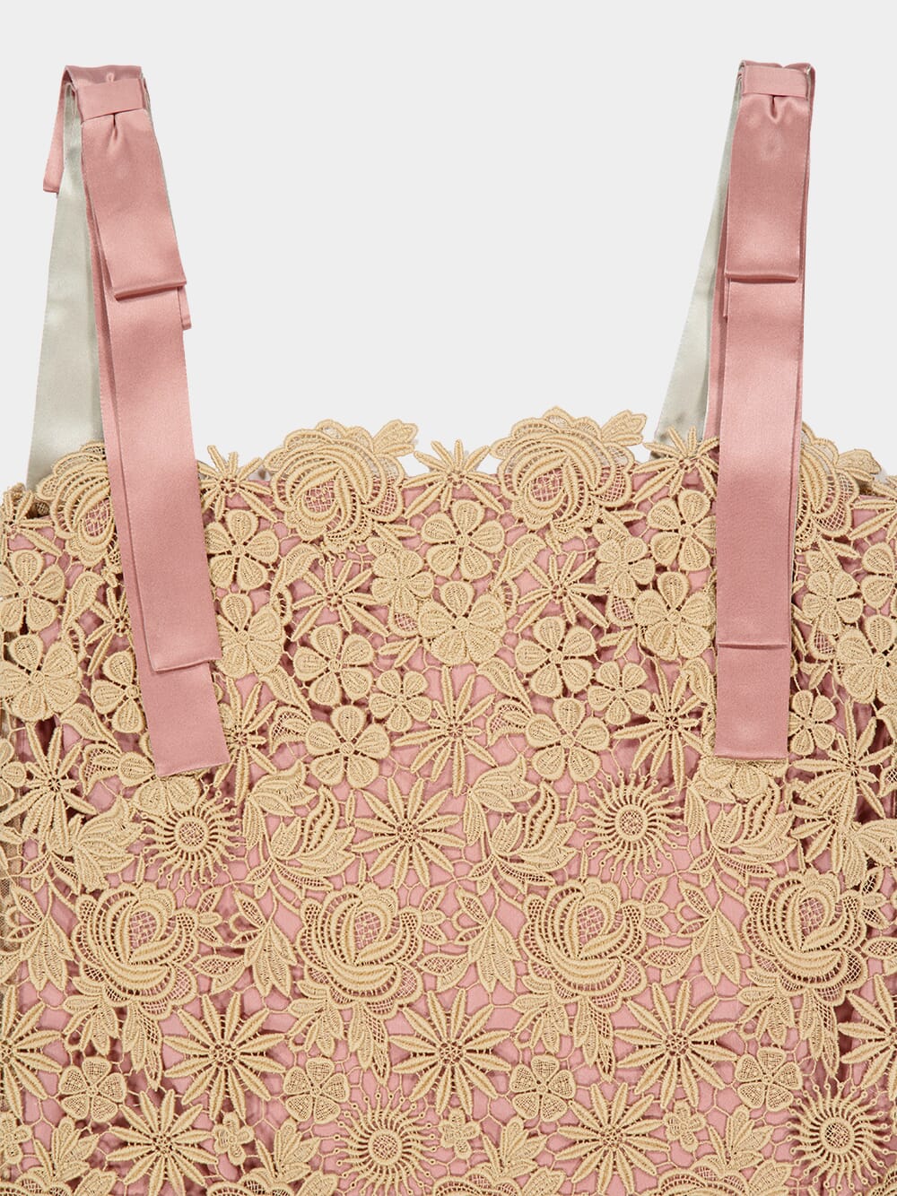 Beige Guipure Flower Mix Mini Dress - Image 6