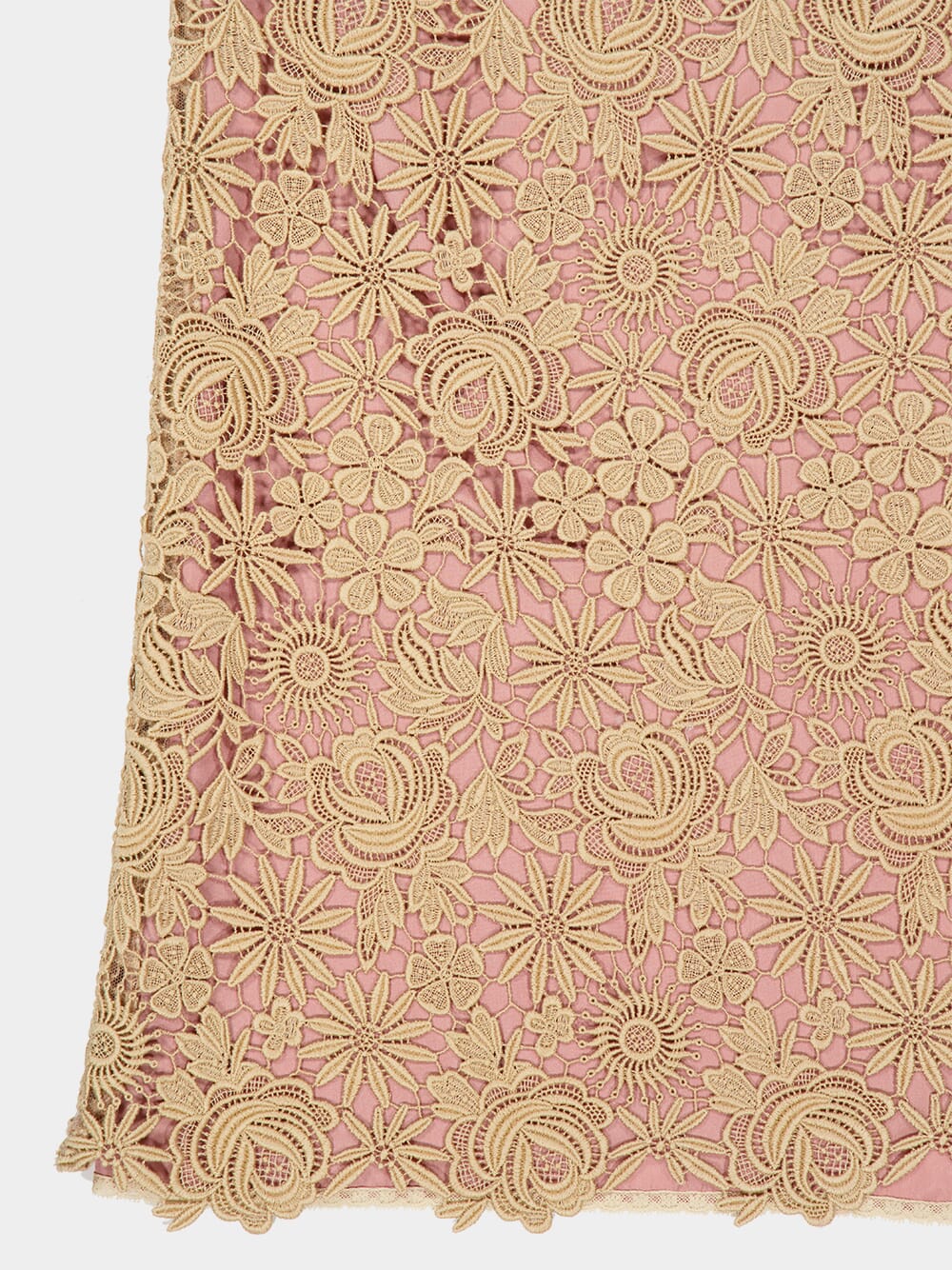 Beige Guipure Flower Mix Mini Dress - Image 7
