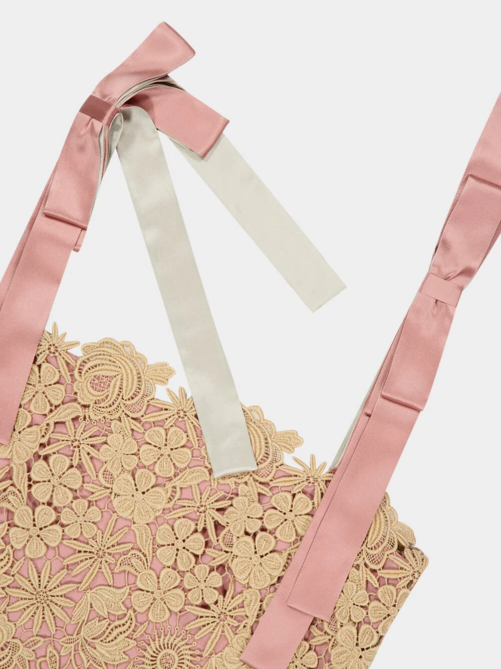 Beige Guipure Flower Mix Mini Dress - Image 8