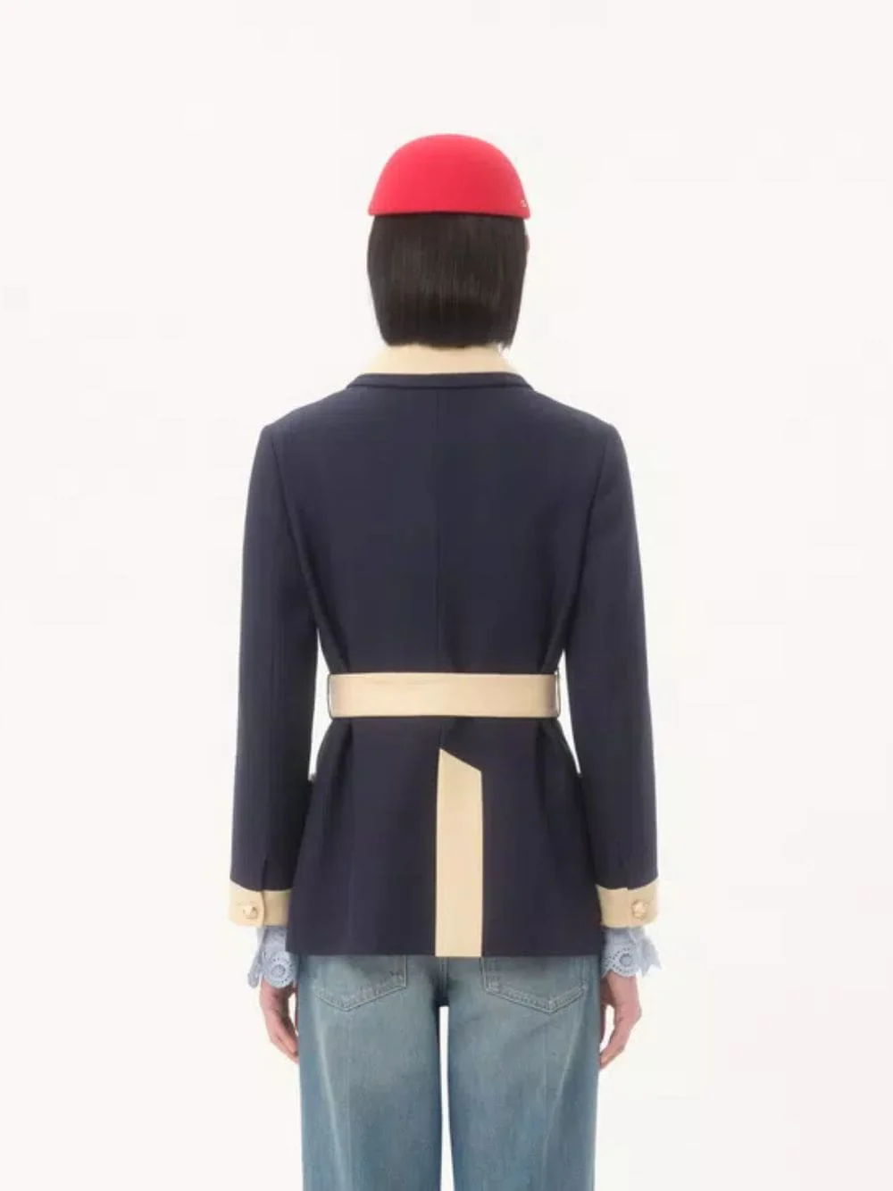 Belted Peacoat in Provence Blue and Birch - Image 3
