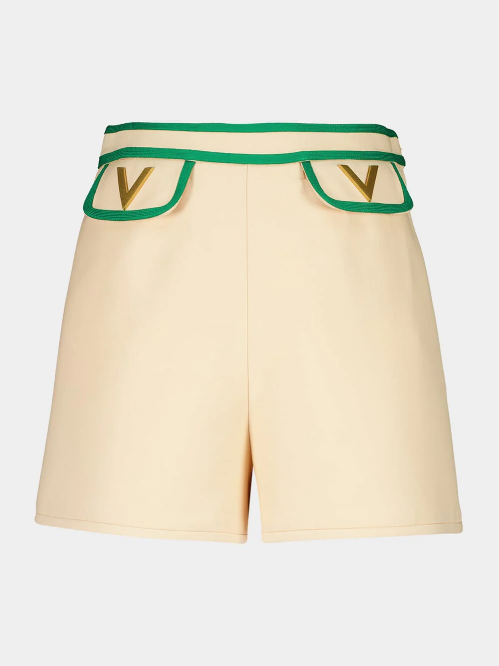 Betulla and Green Crepe Shorts with V Pockets