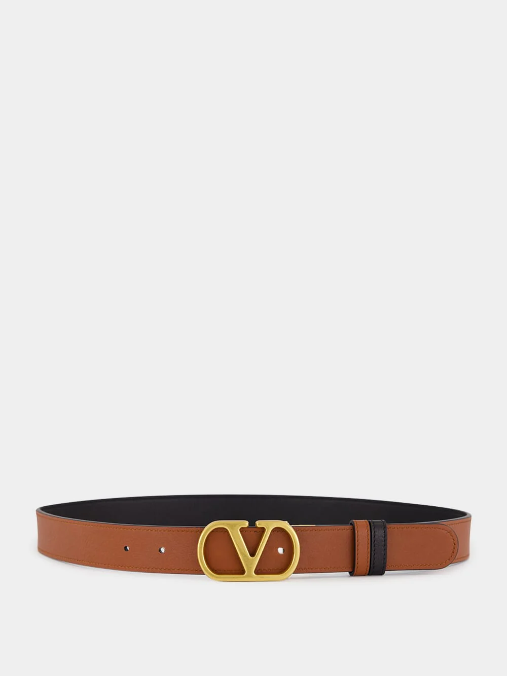 Black and Brown Reversible Calfskin VLogo Belt - Image 2