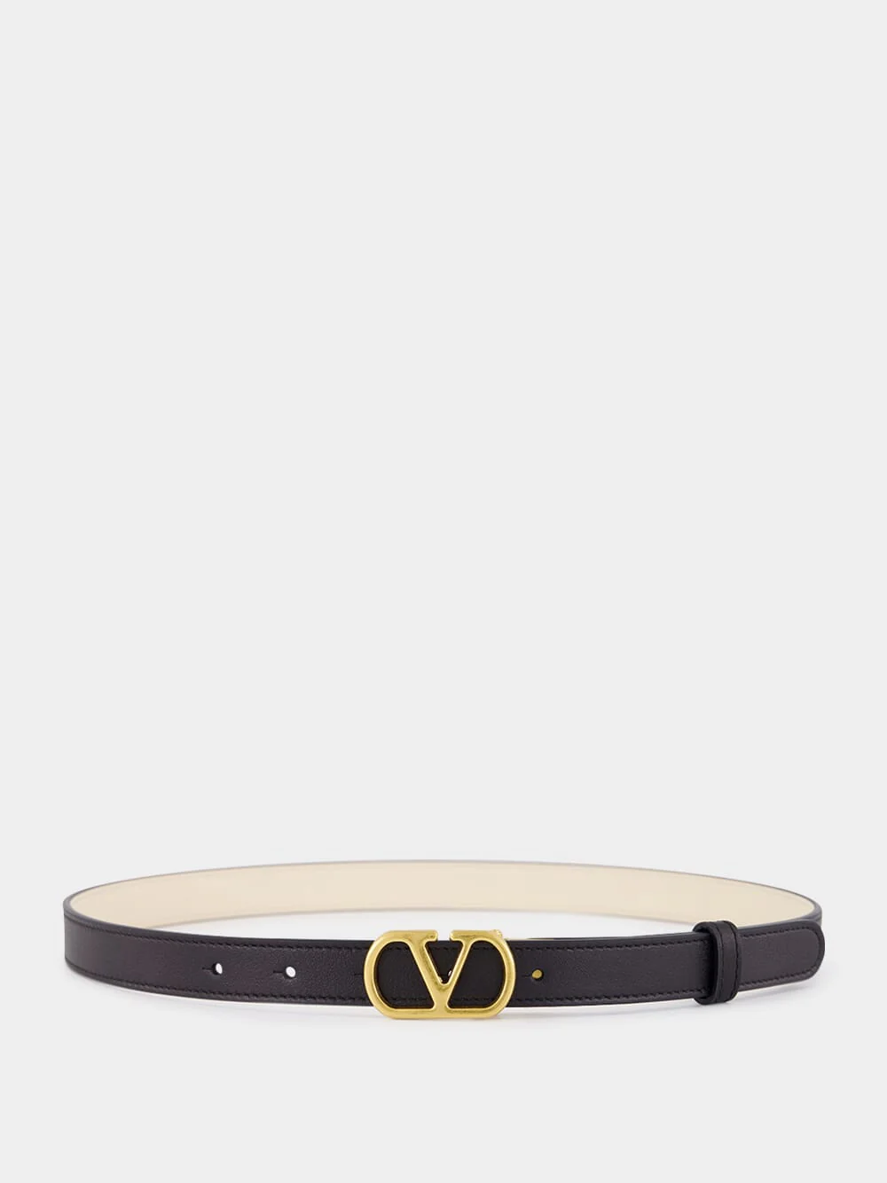 Black and Butter White Reversible Calf Leather Belt with Vlogo