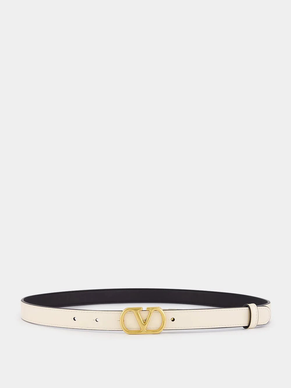 Black and Butter White Reversible Calf Leather Belt with Vlogo - Image 2