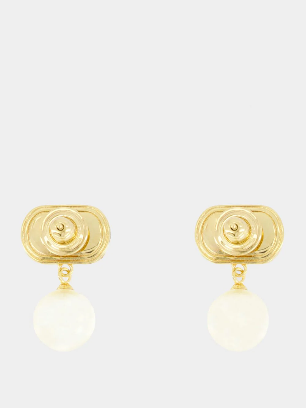 Black and Gold Ovalette Pearl Earrings - Image 3