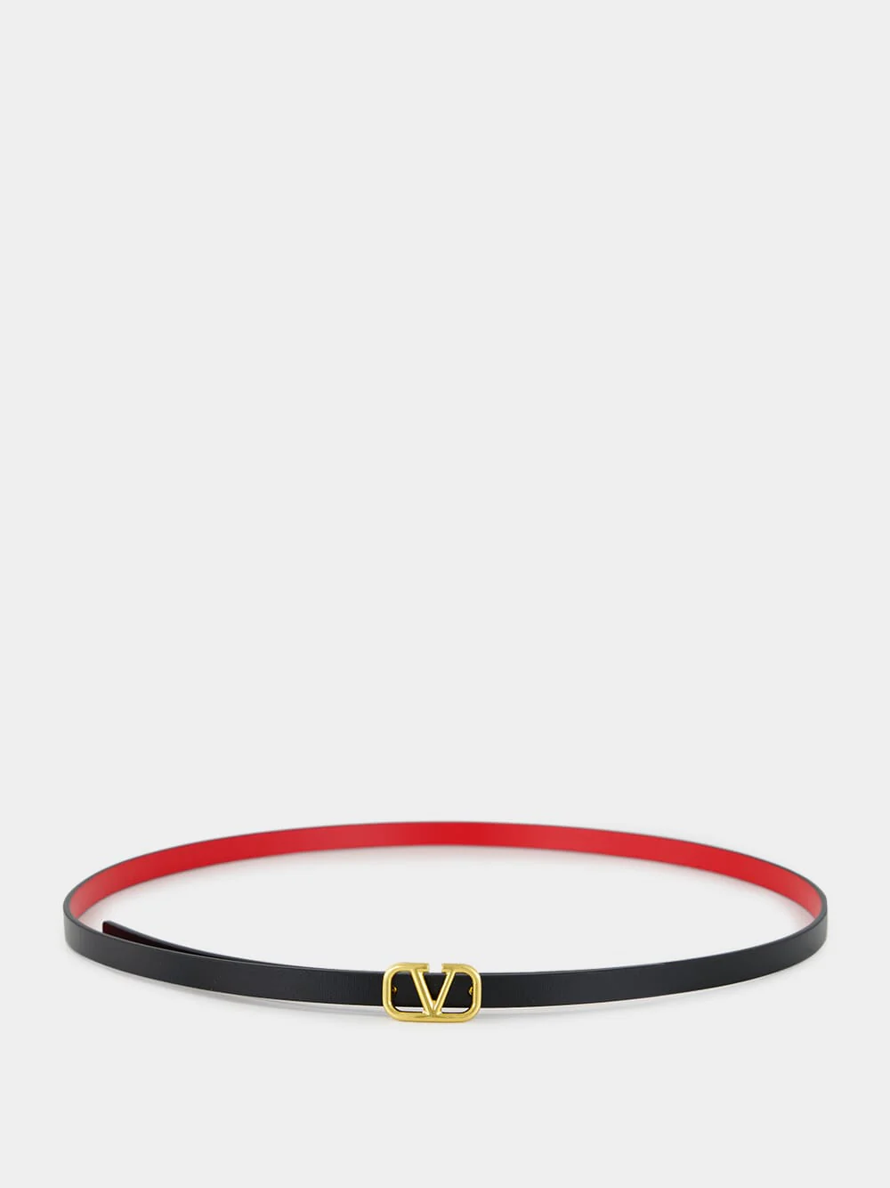 Black and Red Reversible Vlogo Signature Leather Belt