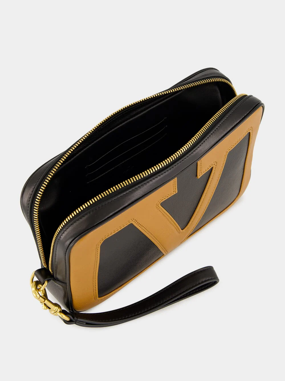 Black and Spice Leather Pouch with Vlogo - Image 6