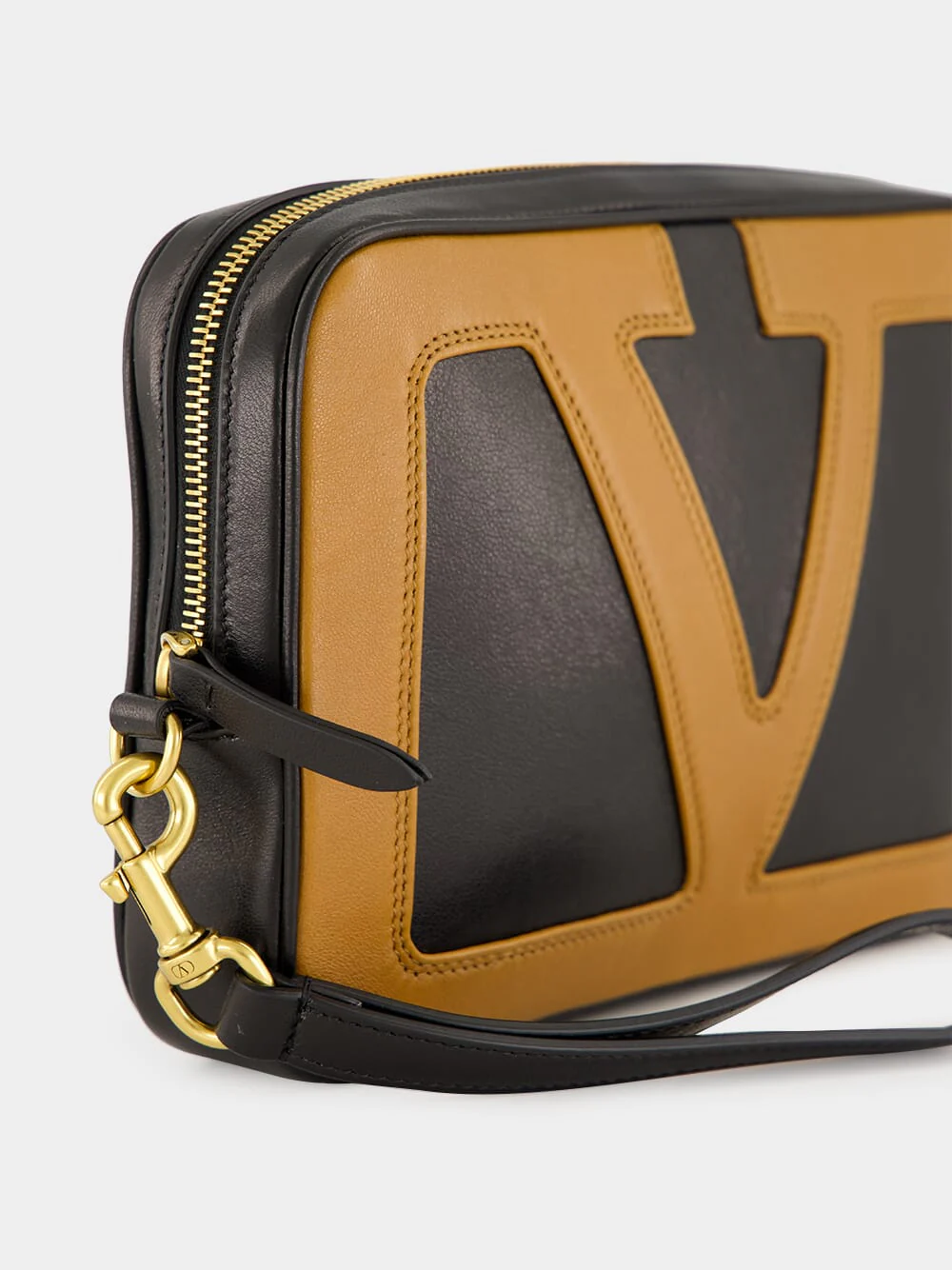 Black and Spice Leather Pouch with Vlogo - Image 7