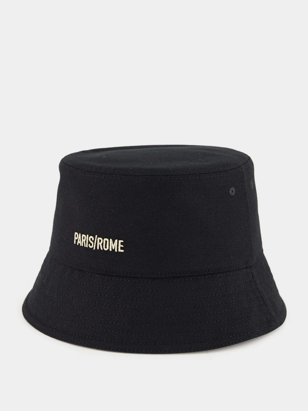 Black Bucket Hat with Chez Valentino Ivory Logo - Image 2
