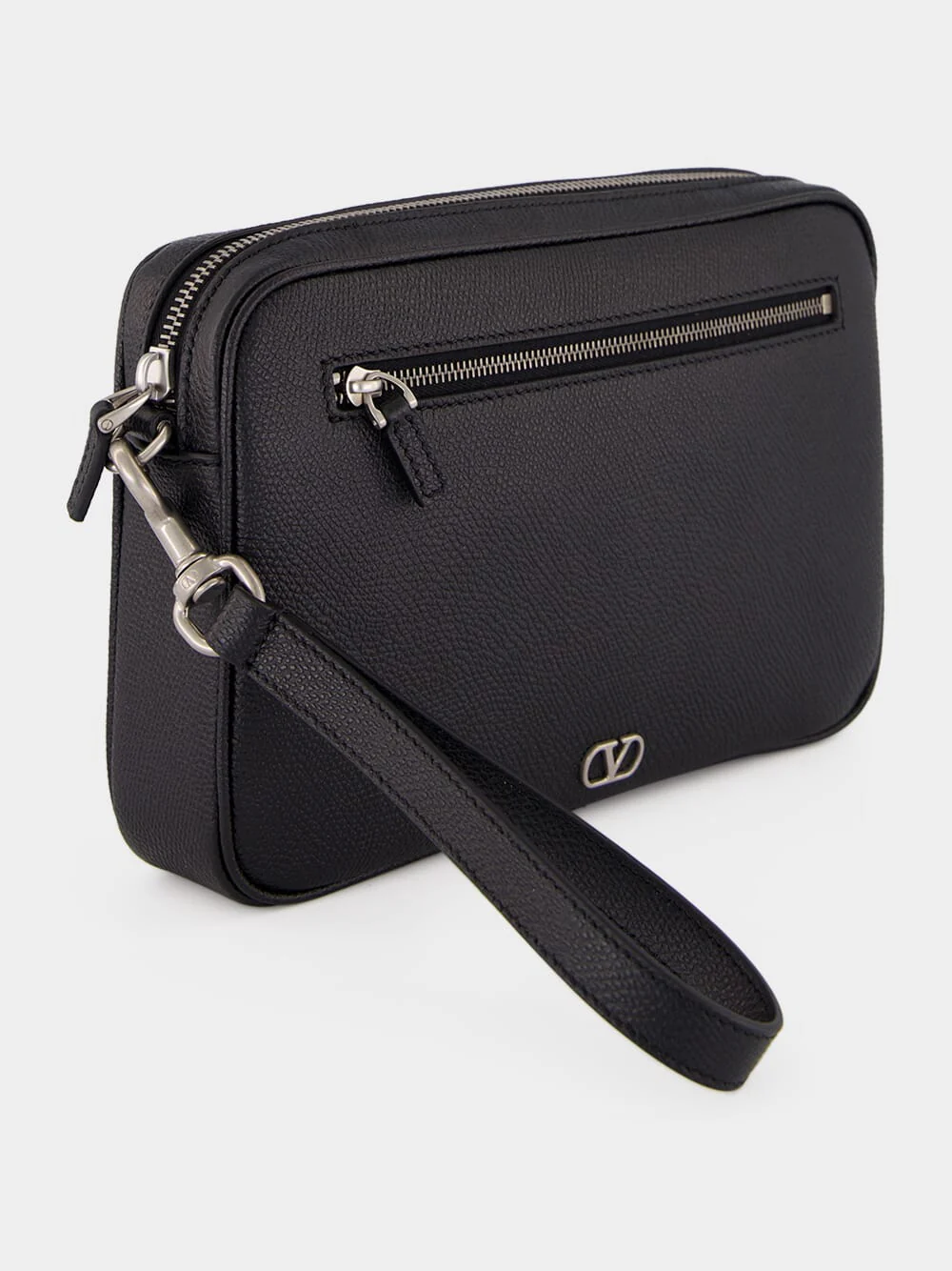Black Calf Leather Wrist Pouch - Image 2
