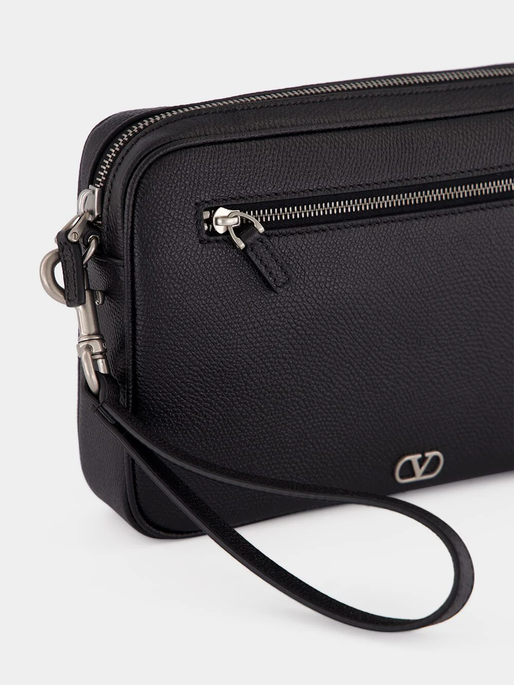Black Calf Leather Wrist Pouch - Image 6