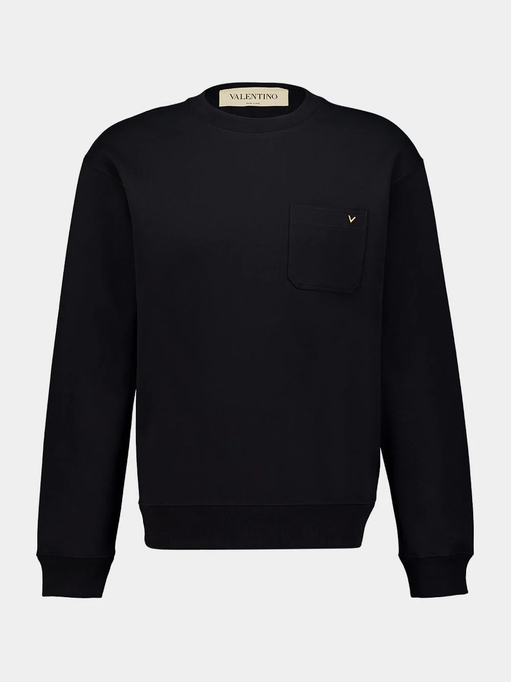 Black Cotton Crewneck Sweatshirt