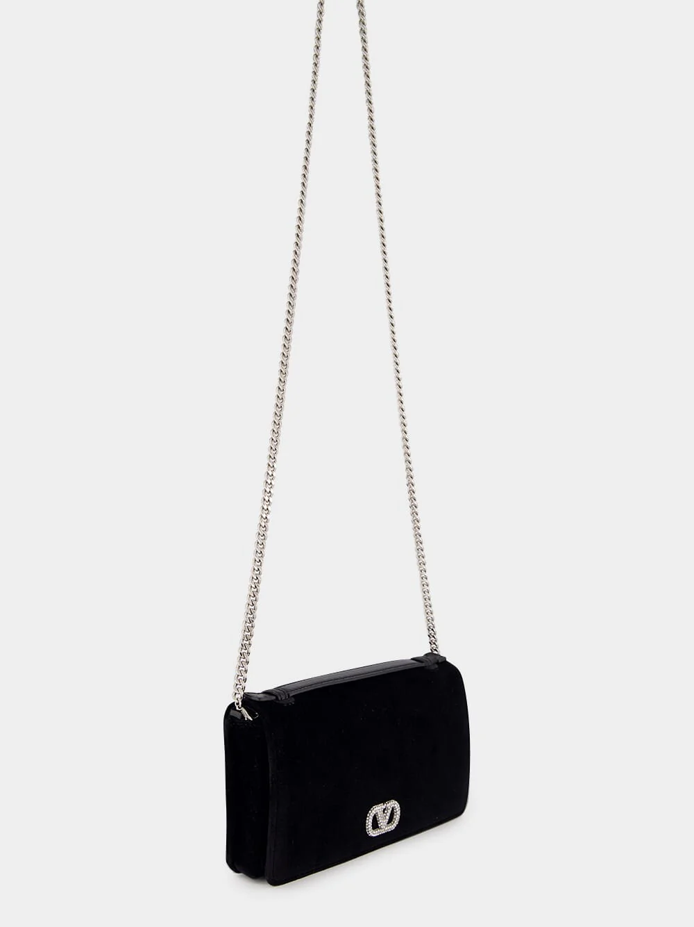 Black Cotton Crystal Logo Clutch - Image 3