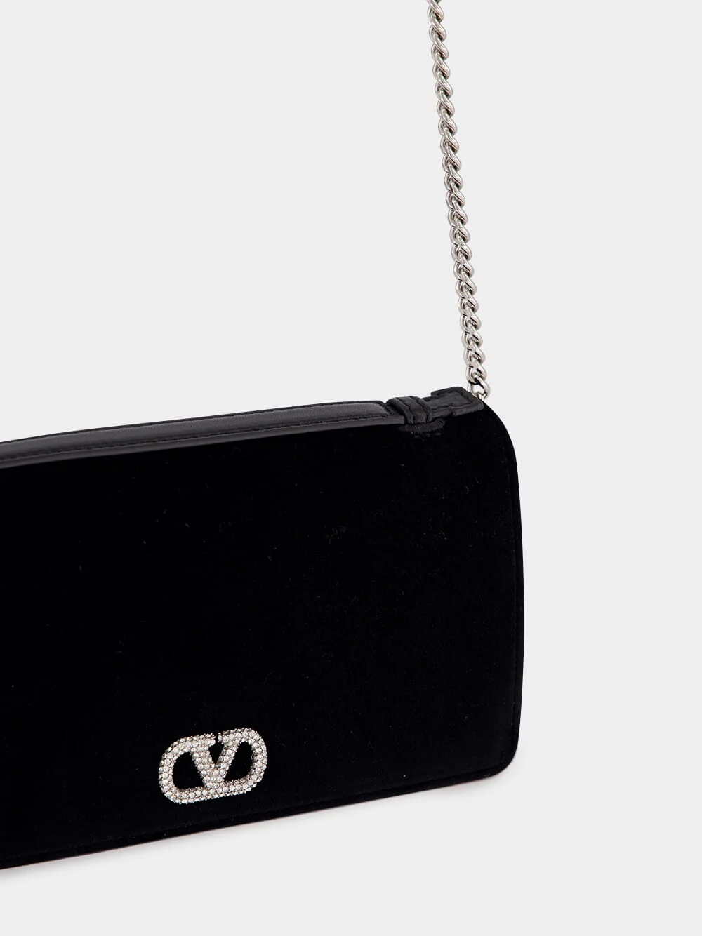 Black Cotton Crystal Logo Clutch - Image 7