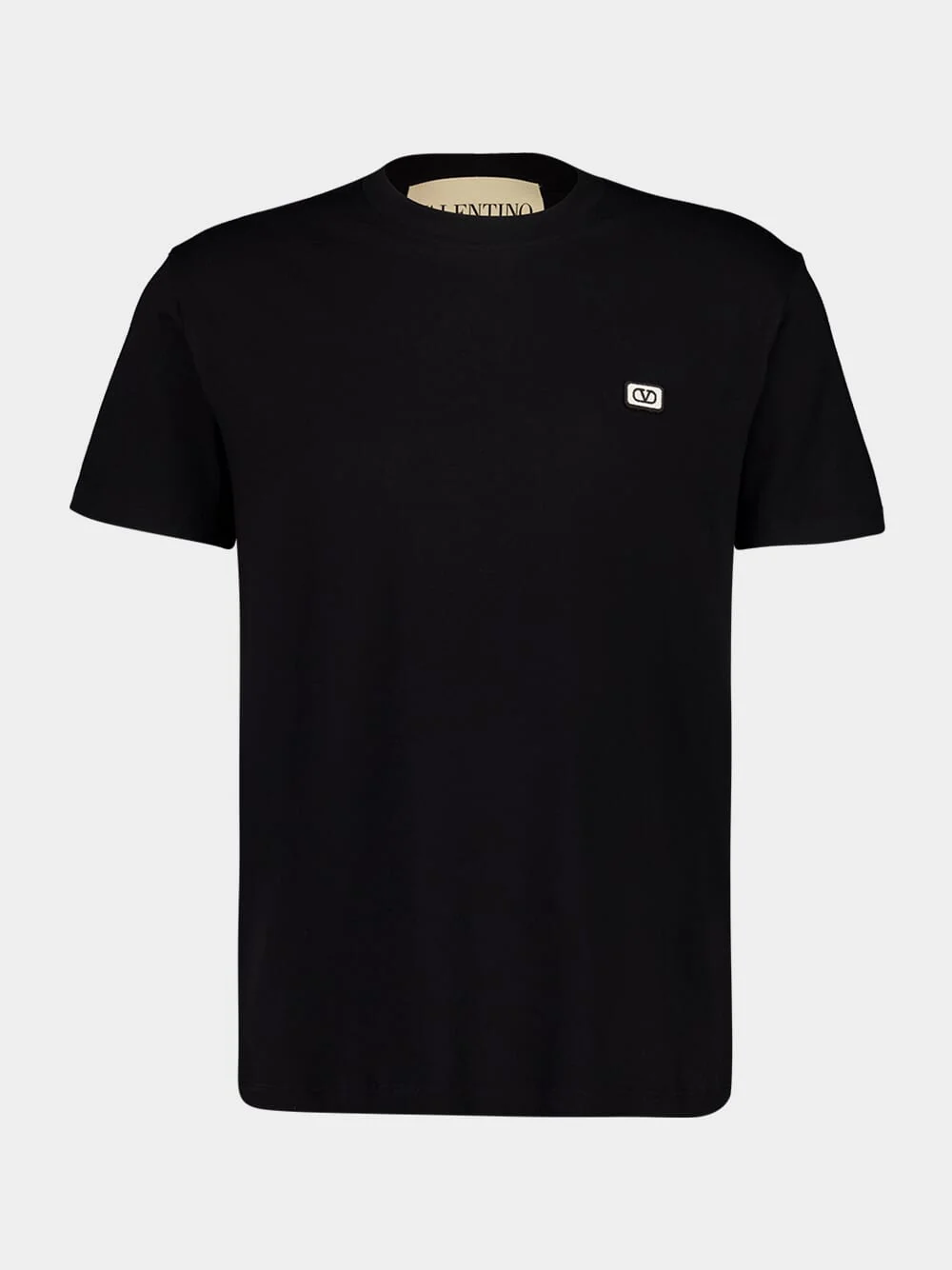 Black Cotton Jersey T-Shirt with VLogo Patch