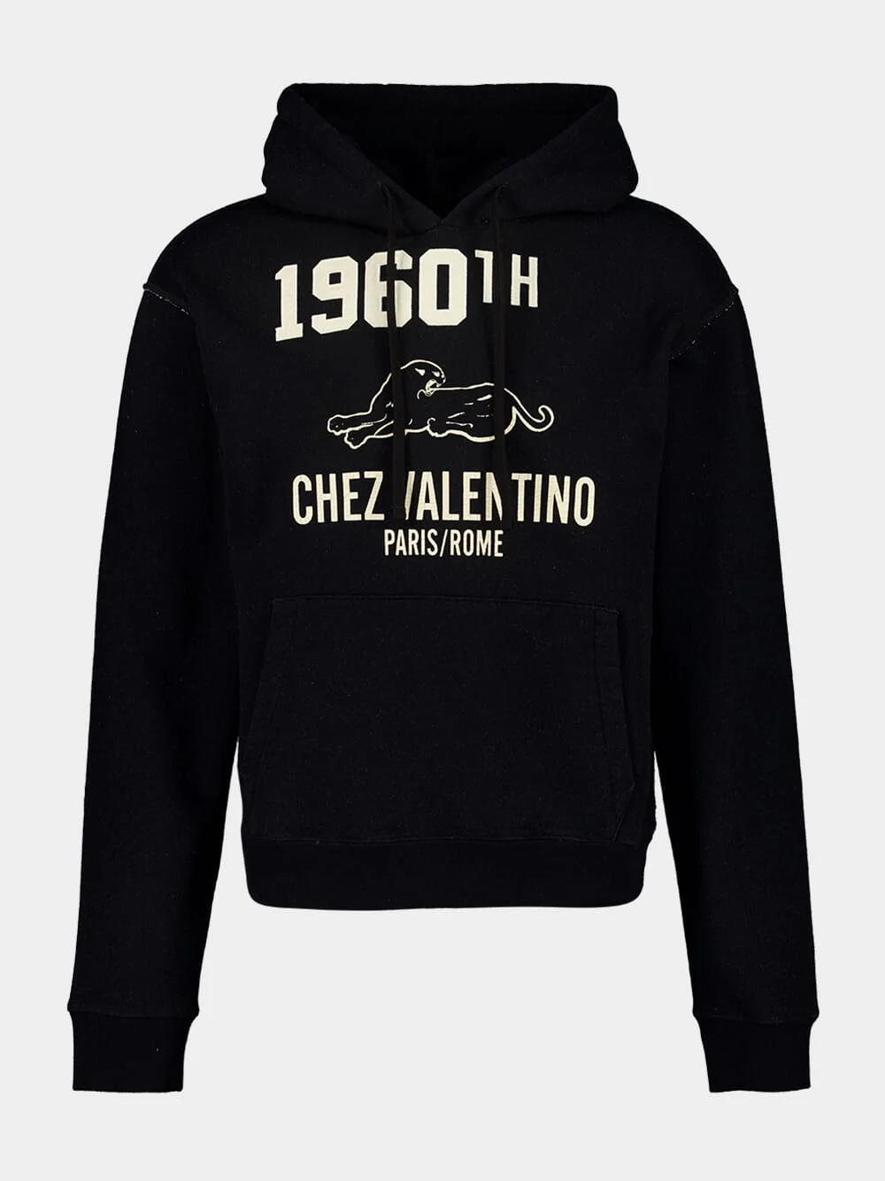 Black Cotton Sweatshirts with Chez Valentino Print