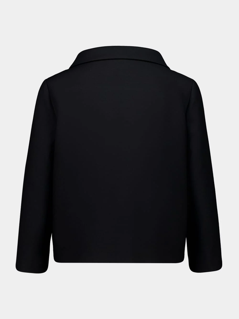 Black Crepe Couture Jacket with V Detail - Image 2