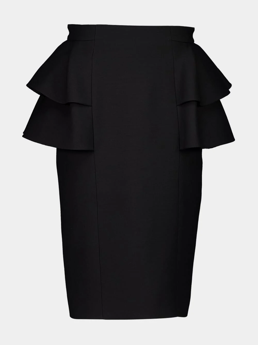 Black Crepe Couture Midi Skirt