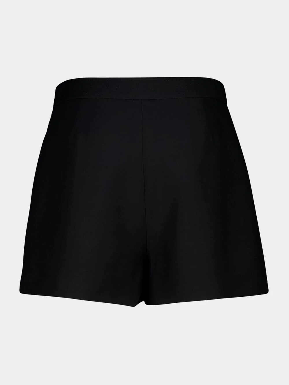 Black Crepe Couture Virgin Wool Shorts with V Detail - Image 2