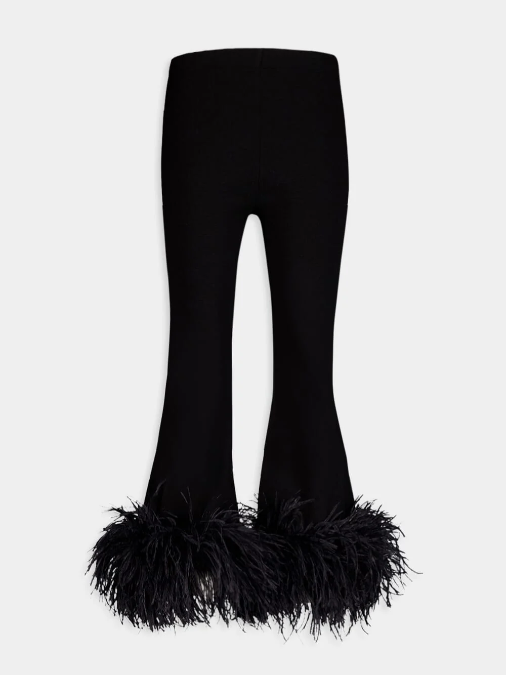 Feather-Trim Stretched Viscose Trousers