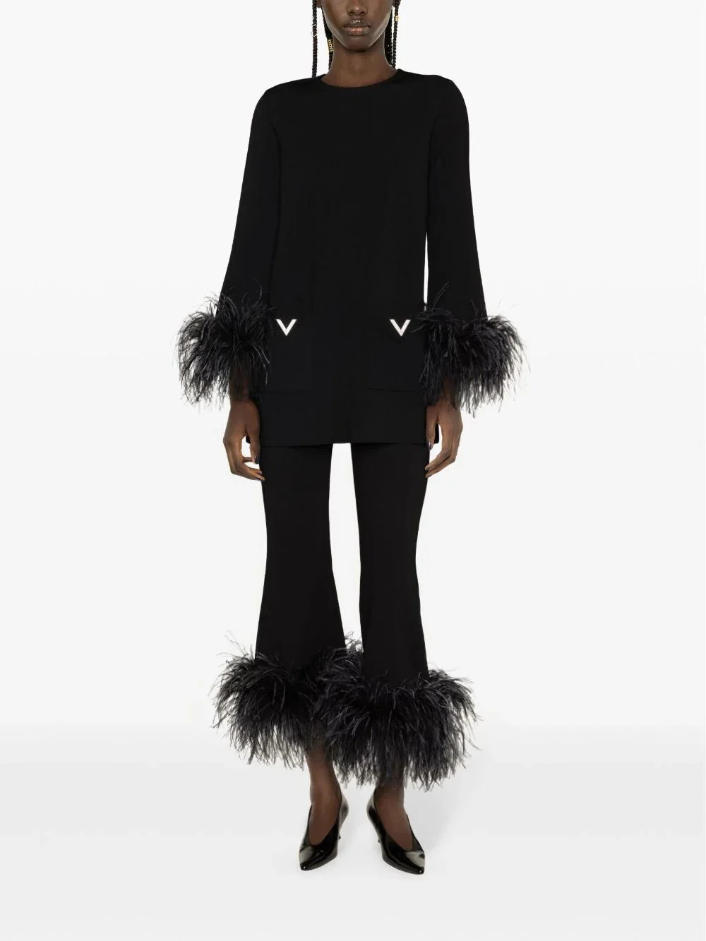 Feather-Trim Stretched Viscose Trousers - Image 2