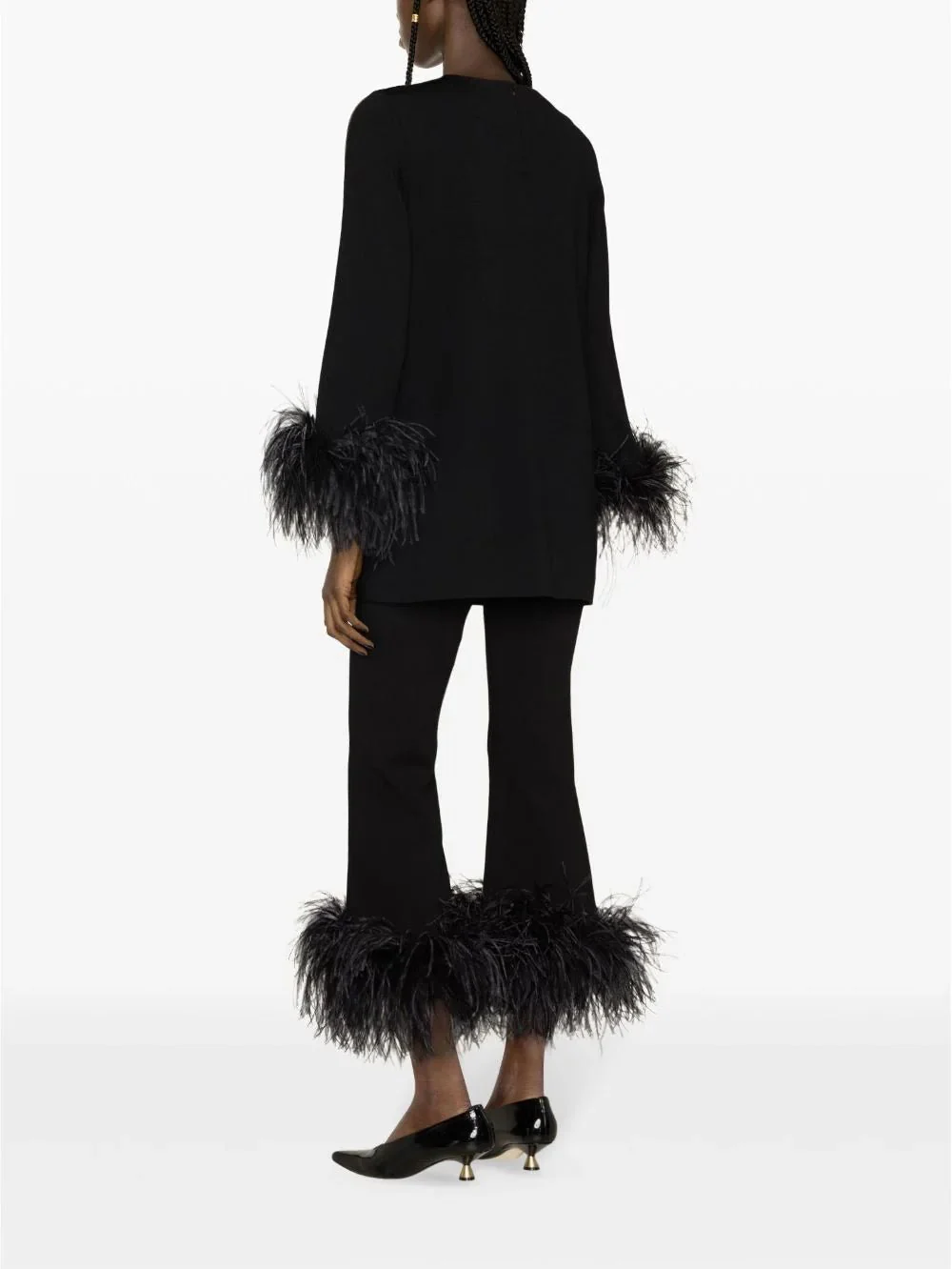 Feather-Trim Stretched Viscose Trousers - Image 4
