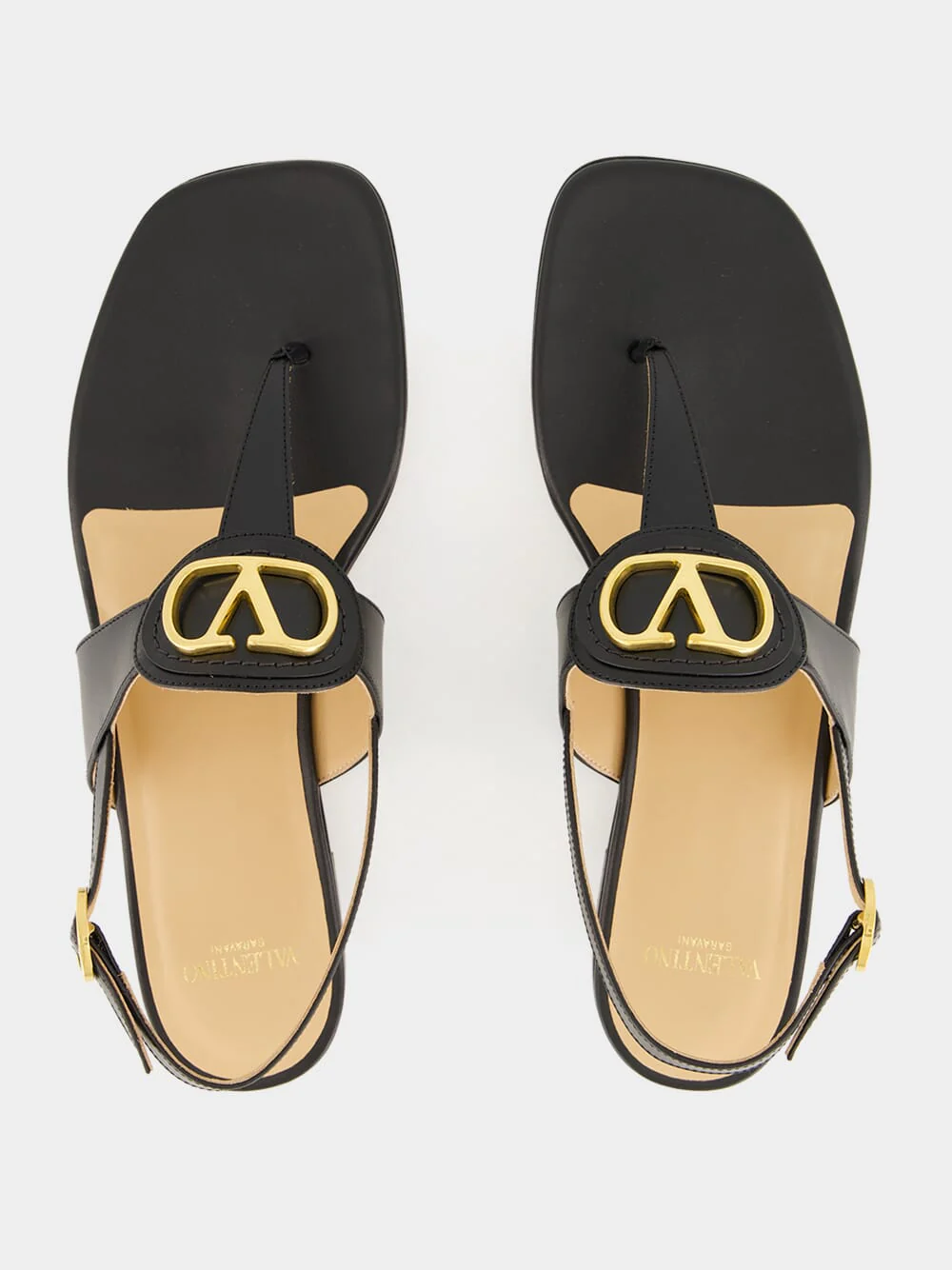 Black Flat Thong Sandals with Vlogo - Image 4