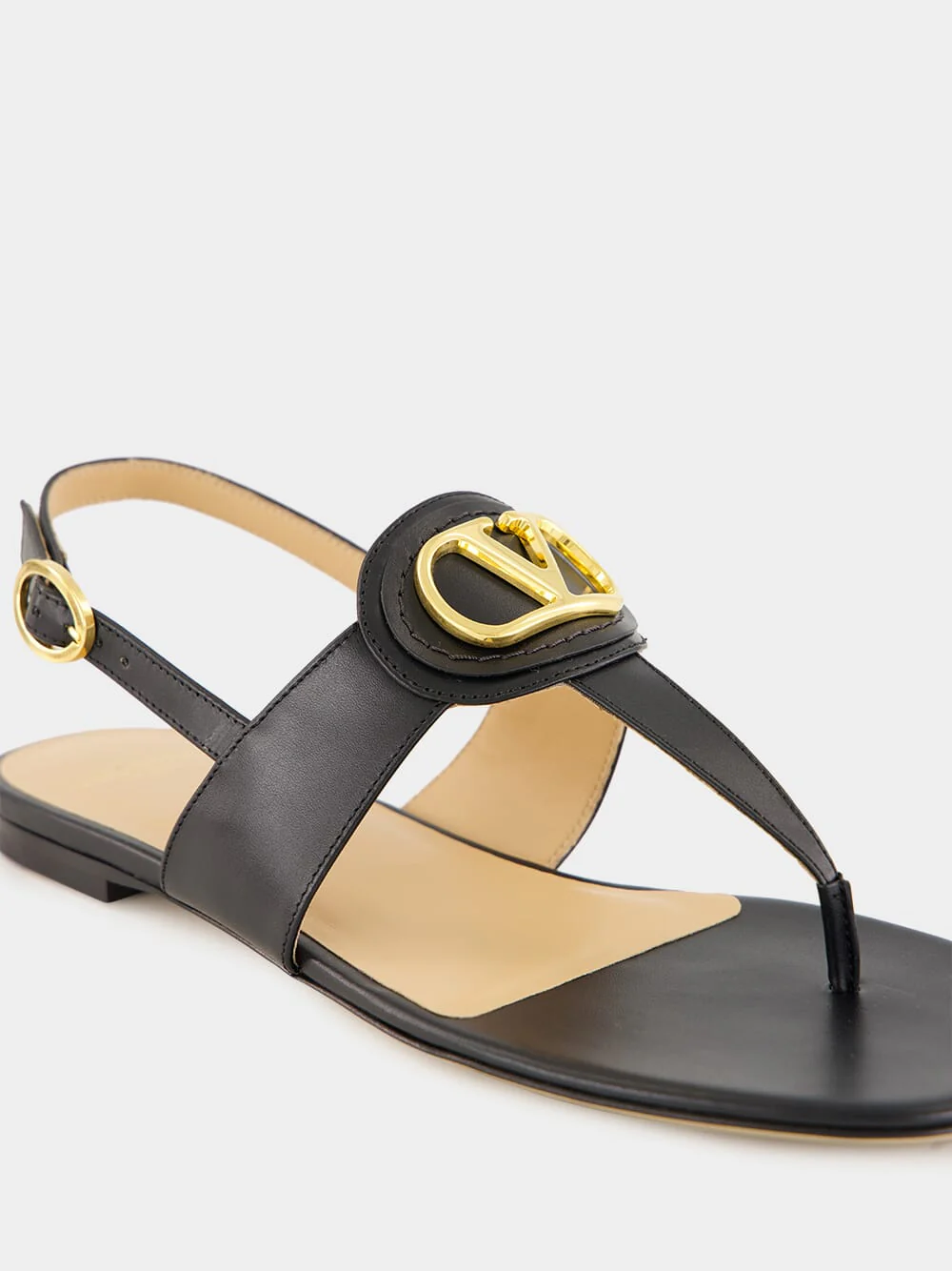 Black Flat Thong Sandals with Vlogo - Image 6