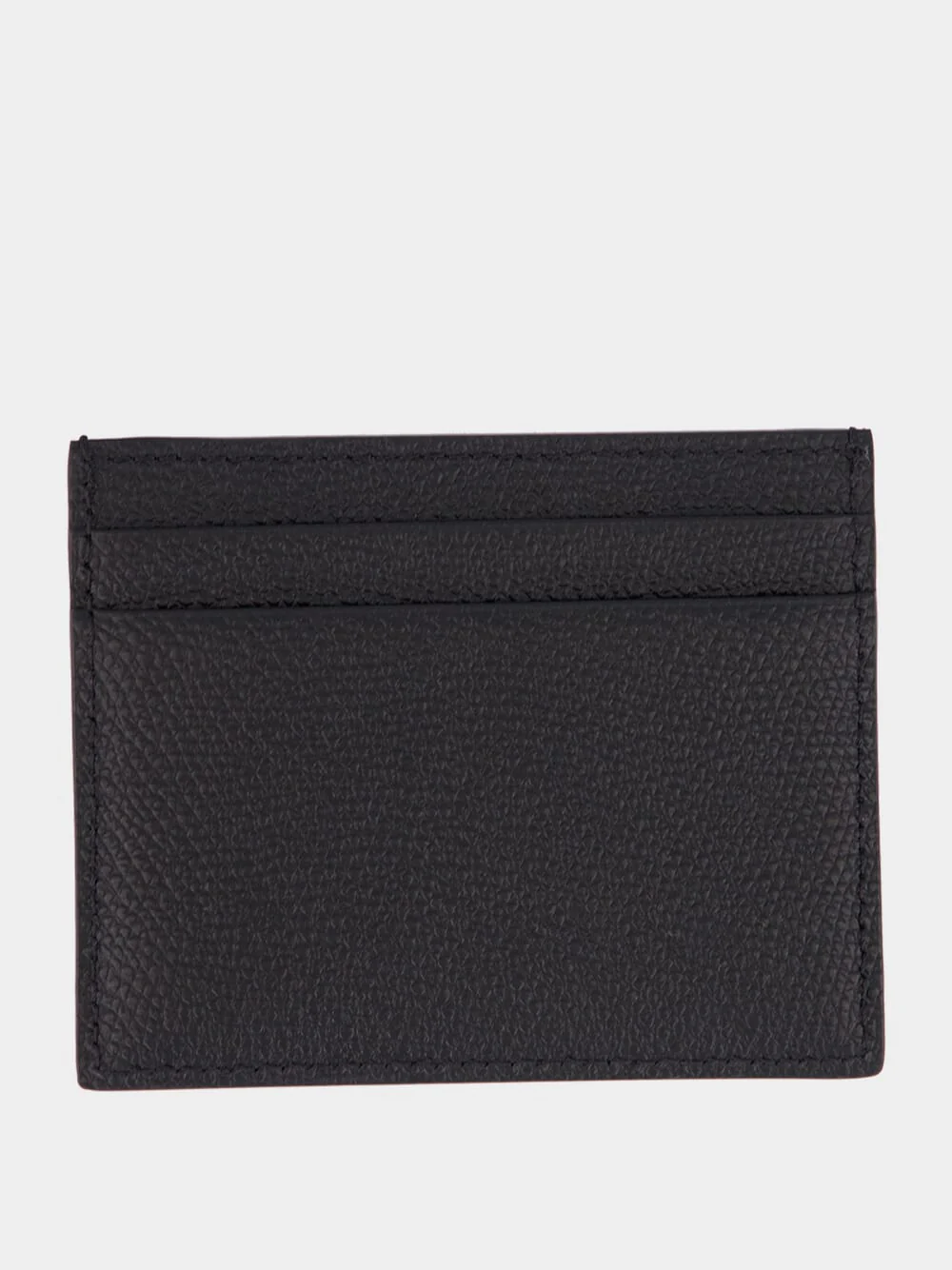 Black Grain Leather VLogo Card Holder - Image 2