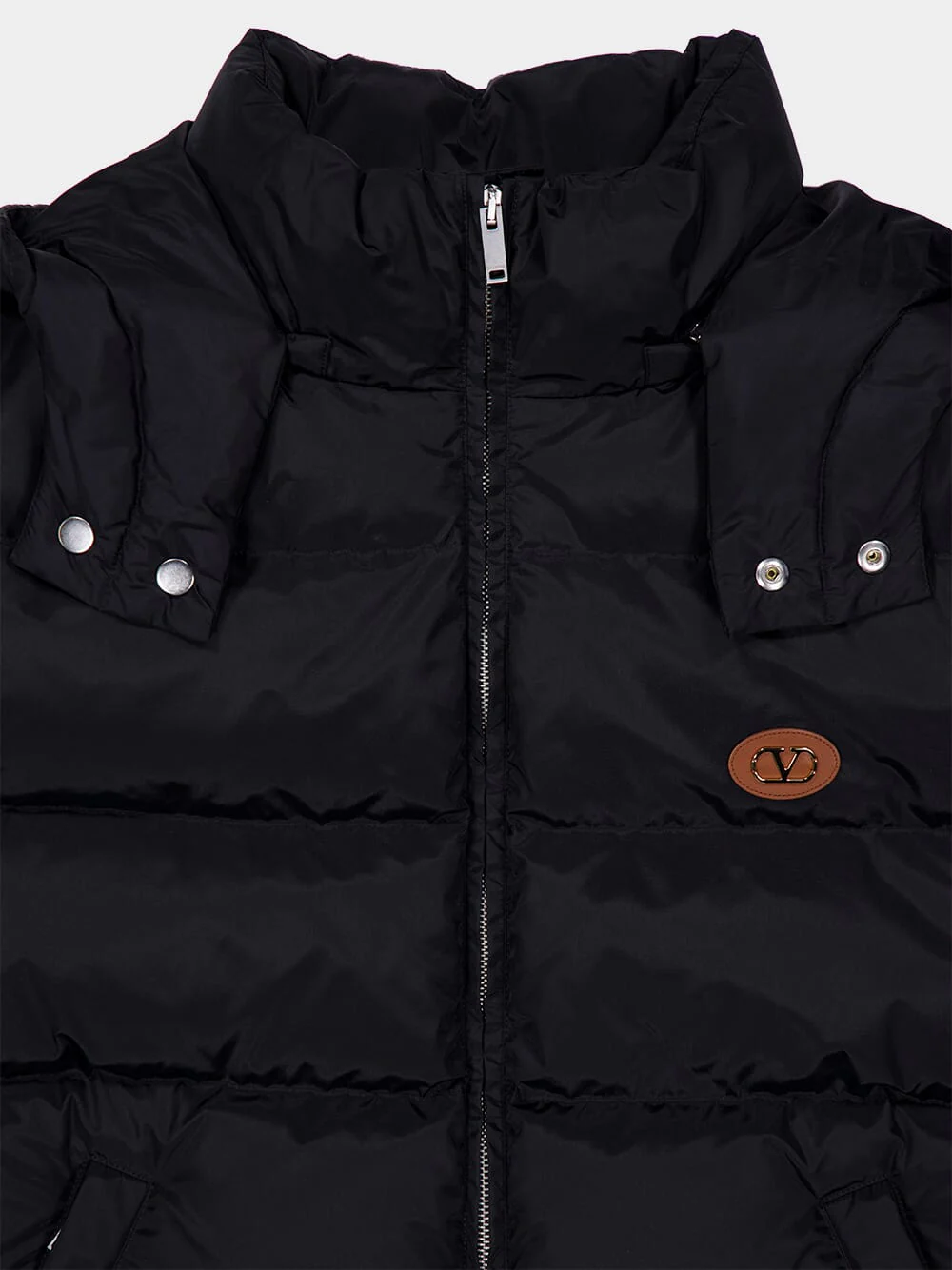 Black Hooded Down Vest with Vlogo - Image 3