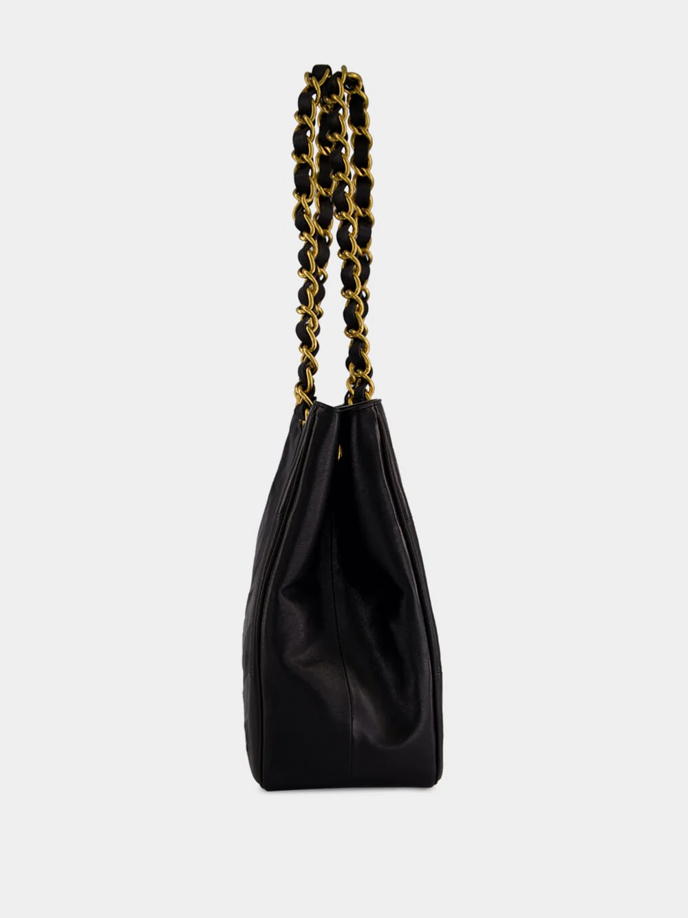 Black Laseine Nappa Leather Shopping Bag - Image 4