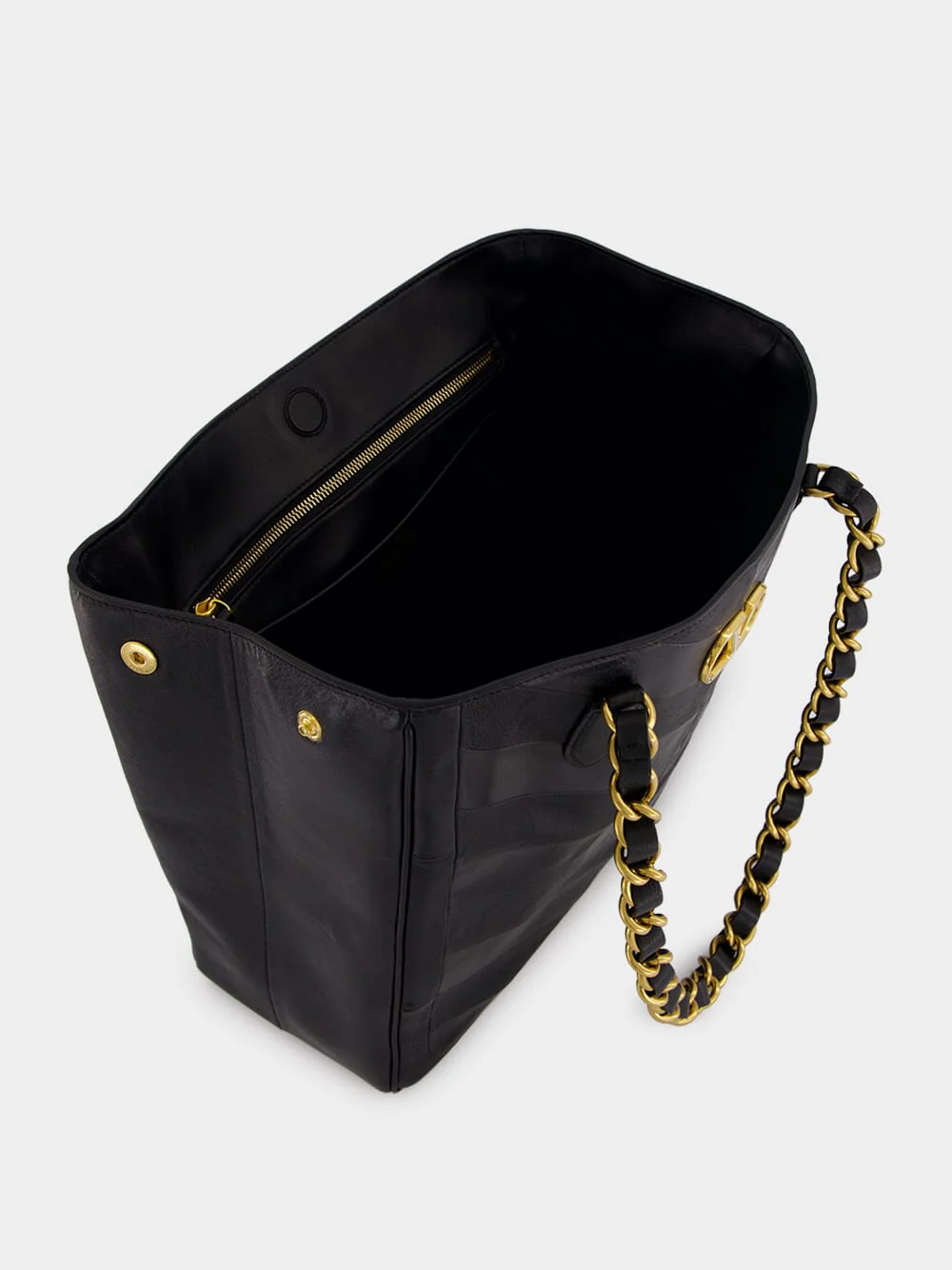 Black Laseine Nappa Leather Shopping Bag - Image 6