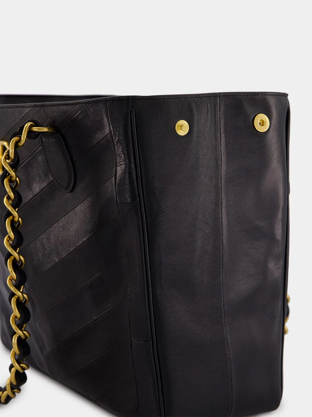 Black Laseine Nappa Leather Shopping Bag - Image 7