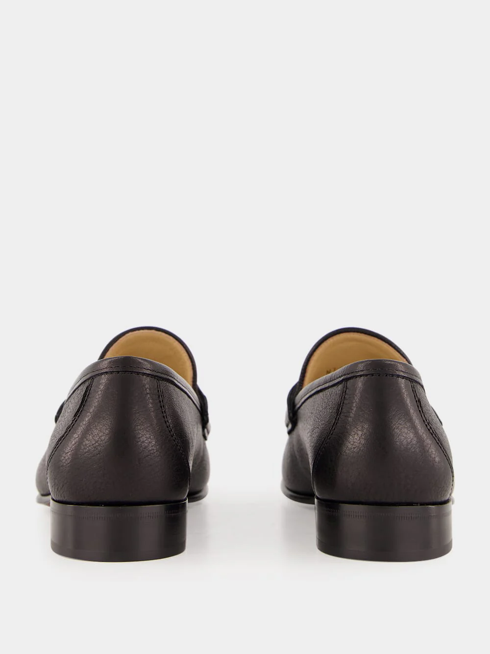 Brass Logo Black Leather Loafers - Image 5